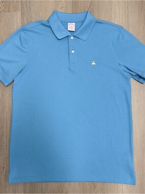 Brooks Brothers Blue Performance Short Sleeve Pique Polo Original Fit Medium